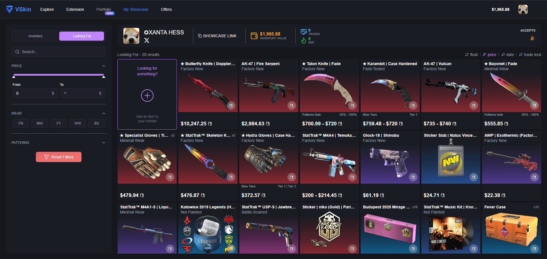 VSkin showcase - wanted items